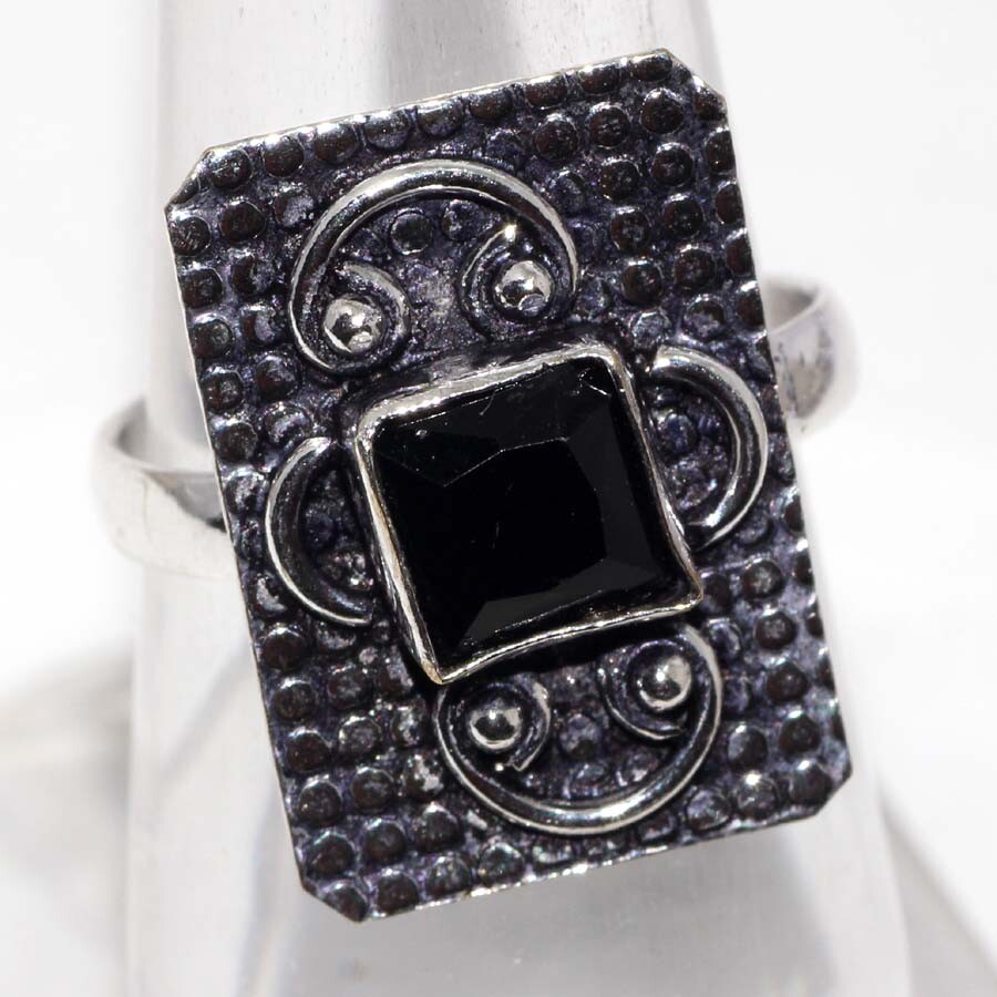 Black Onyx 925 Silver Plated Gemstone Handmade Ring US 9 Amazing Gift JW