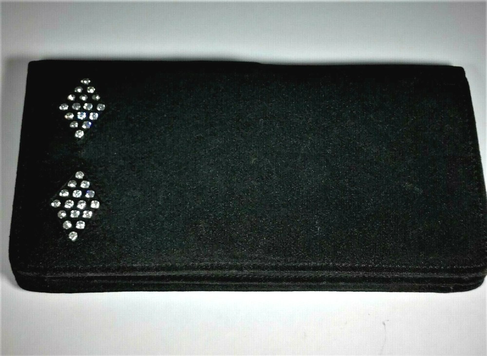 Vintage Black Rhinestone Studded Evening Clutch Wallet Made in England