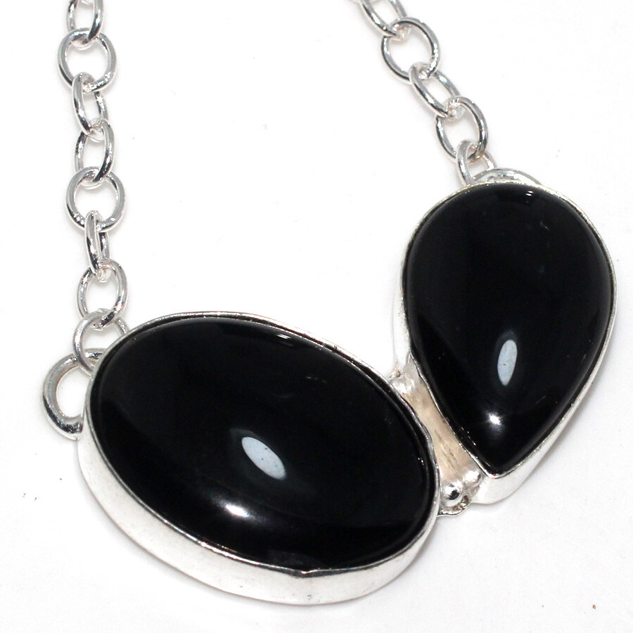 Black Onyx 925 Silver Plated Handmade 18