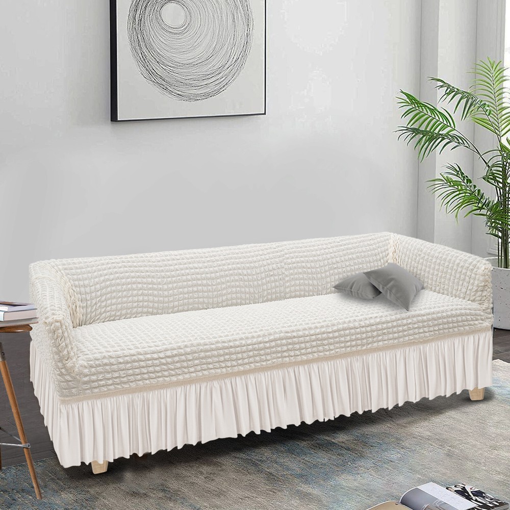Polyester Sofa Slipcover High Elastic Sofa Protector With Foam Roller 4 Seat