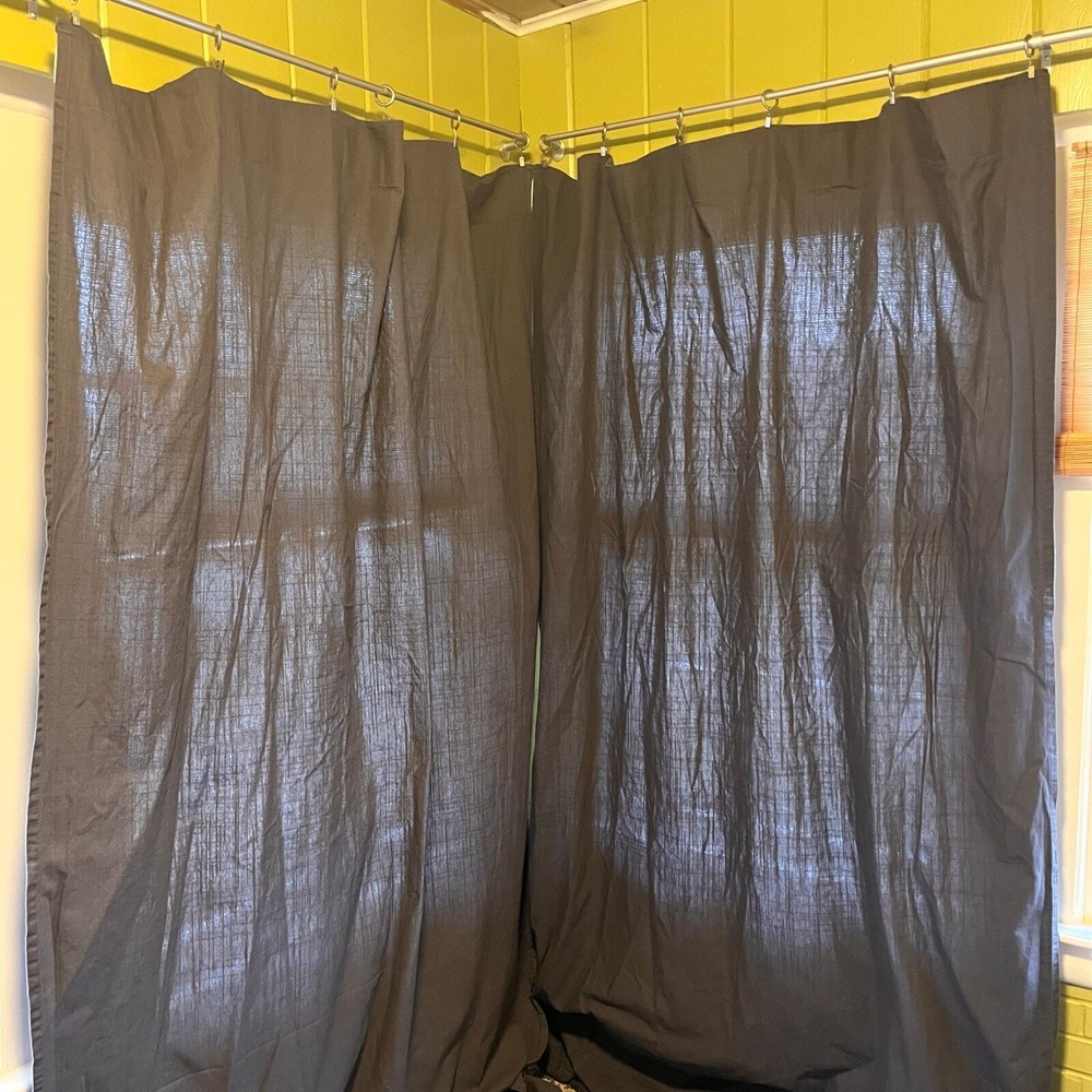 IKEA Curtains Ritva 2 Panels Gray Cotton Dimming 57” x 118”