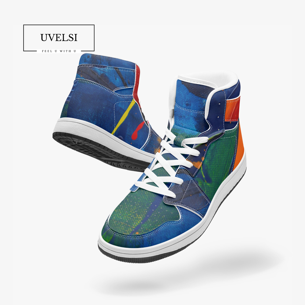 UVelsi Men's High Top PU Leather Sneakers – New York Edition for All Seasons