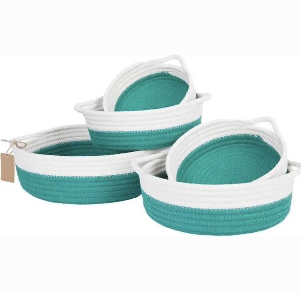 Ladkew 5 Pieces Storage Basket Sets Cotton Rope Woven Baskets for Organizing...