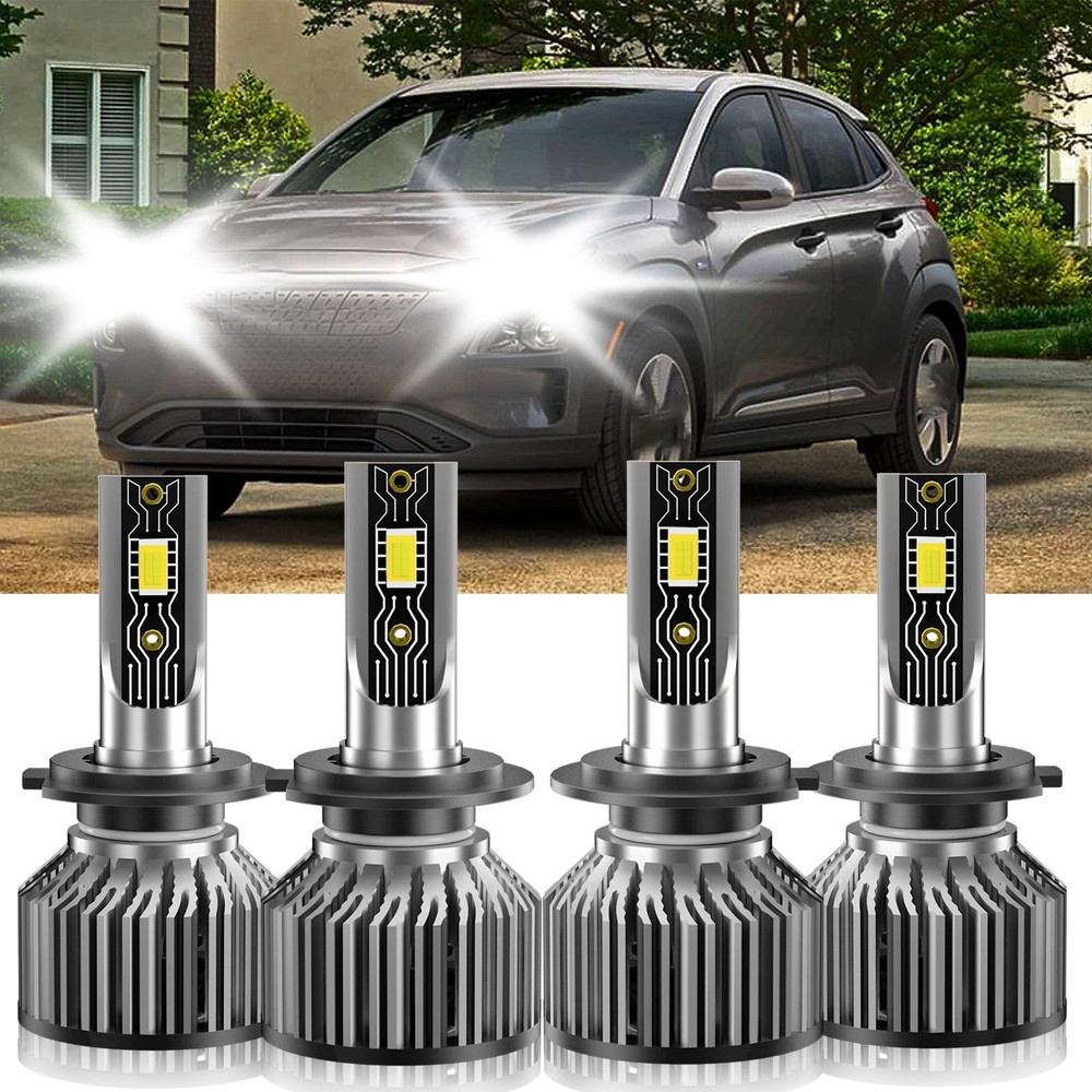 For Hyundai Kona Electric 2019-2020 H7+H7 LED Headlight Bulb Hi Low Beam 6500K