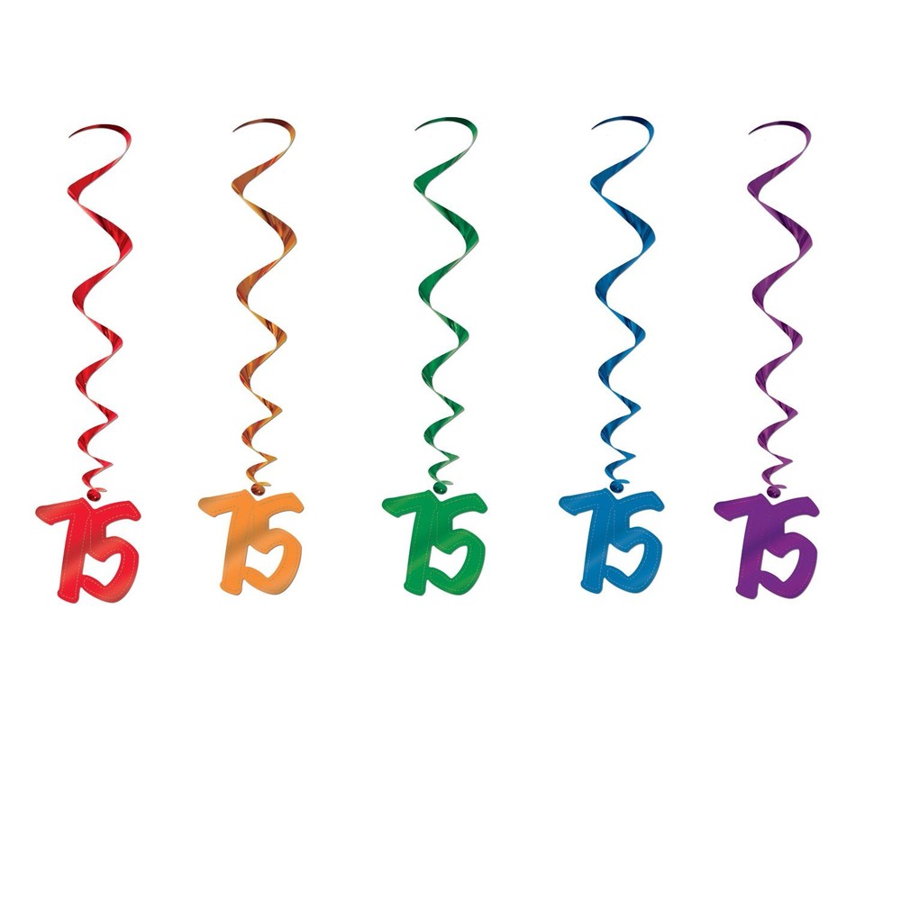 Beistle 75th Birthday Whirl Decorations 5-Pack Party Supplies  
