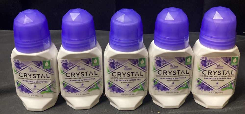 Crystal Body Deodorant Natural Deodorant Roll-On Lavender 2.25 fl oz New 5 Pack