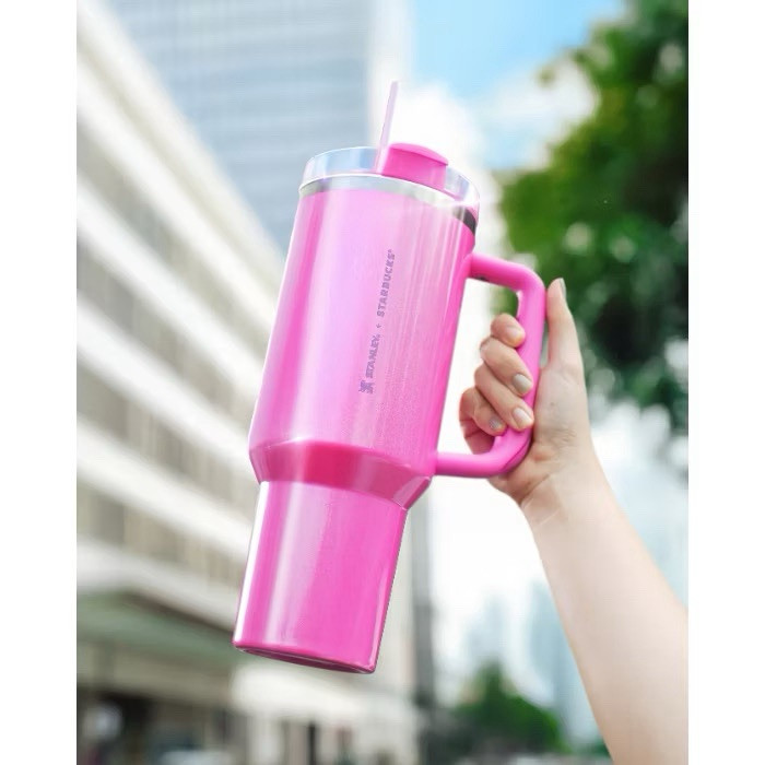 Starbucks Stanley 2025 Pink Spring Quencher H2.0 Flowstate 40oz Tumbler