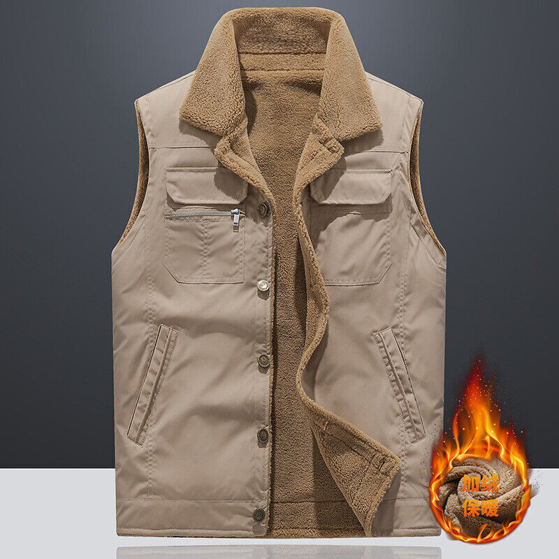 Men's Winter Fleece Lined Zip Vest - Warm Waistcoat Gilet Jacket
