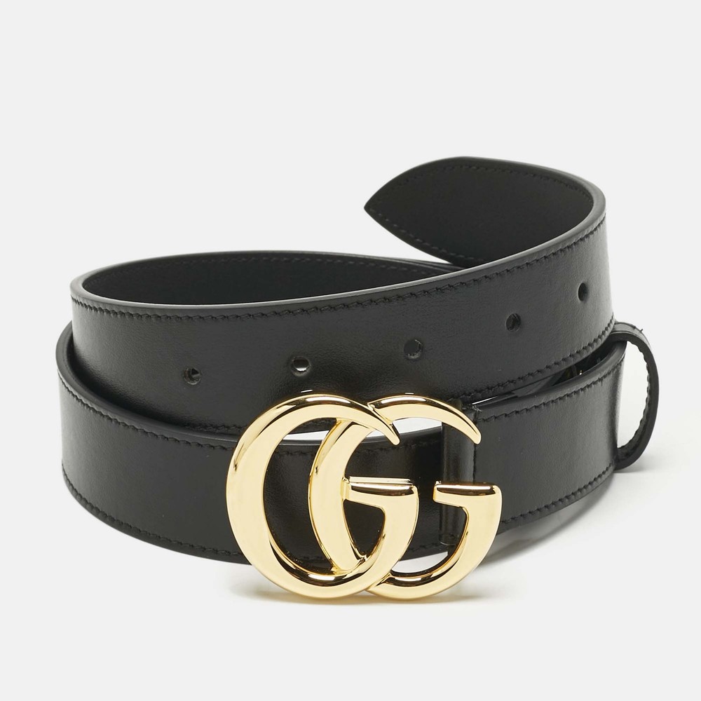 Gucci GG Marmont Black Leather Buckle Belt 85CM