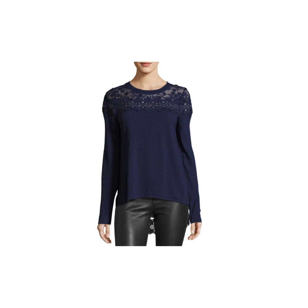 elie tahari navy lace back sweater