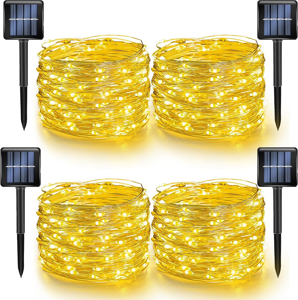 80FT 480LED Solar String Lights 4 Pack Outdoor Waterproof Garden Decor