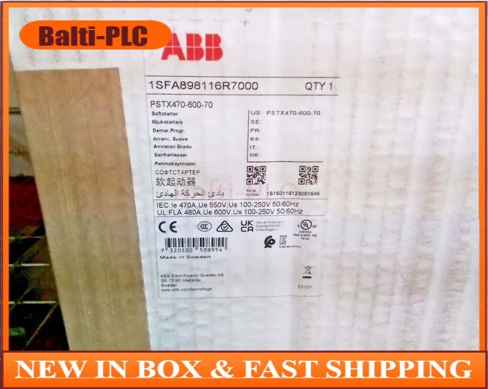 PSTX470-600-70 New ABB Soft Starter PSTX470-600-70 New in Box Fast Shipping 1pcs