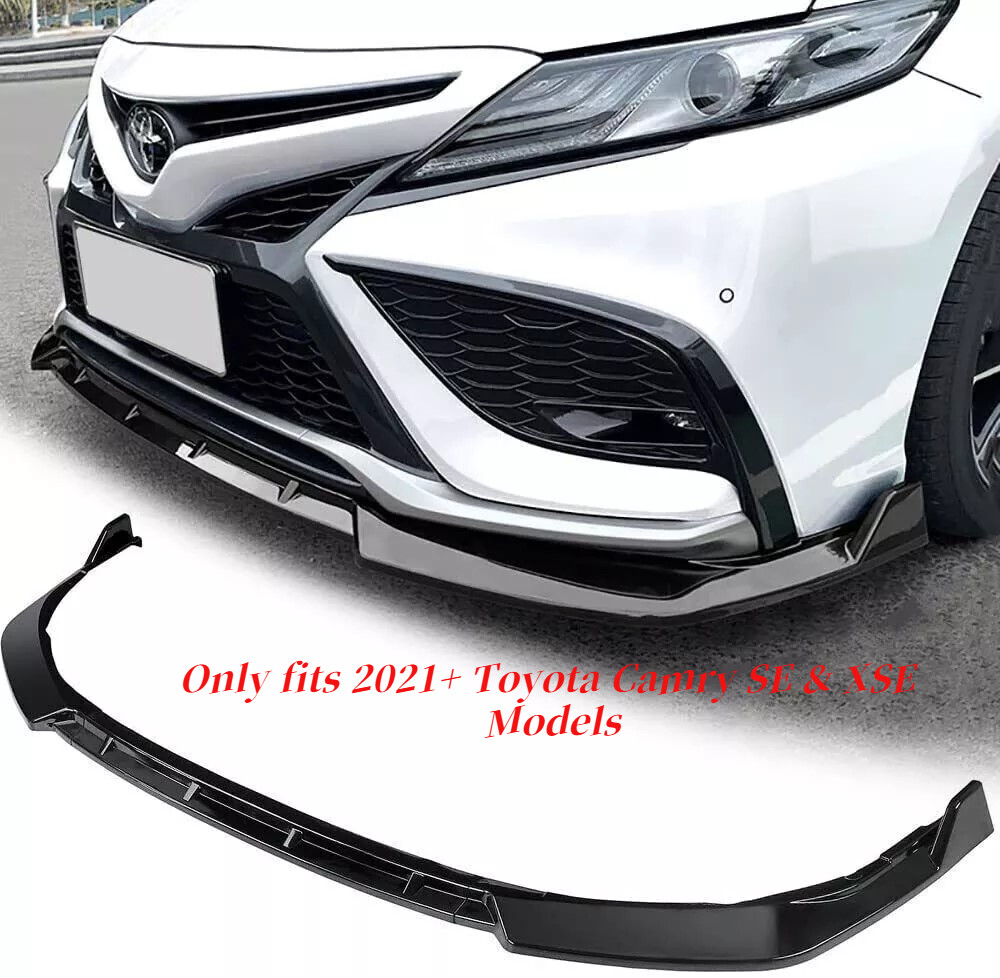 For 2021-24 Toyota Camry SE XSE Performance Style Glossy Black Front Bumper Lip