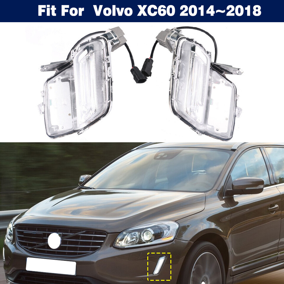 1Pair front LED daytime running lights fog lamps 31364330 for Volvo XC60 2014-18