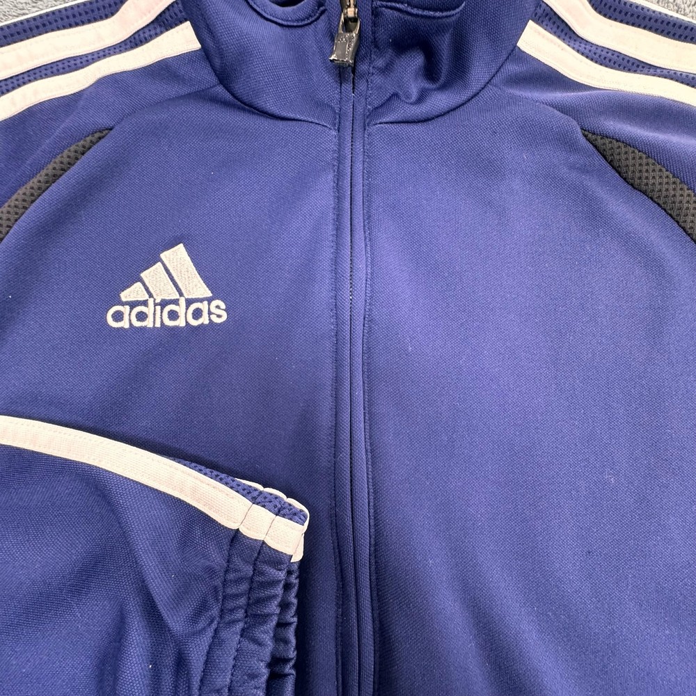Adidas Jacket Mens XL Blue Windbreaker Full Zip Pockets Climacool Logo