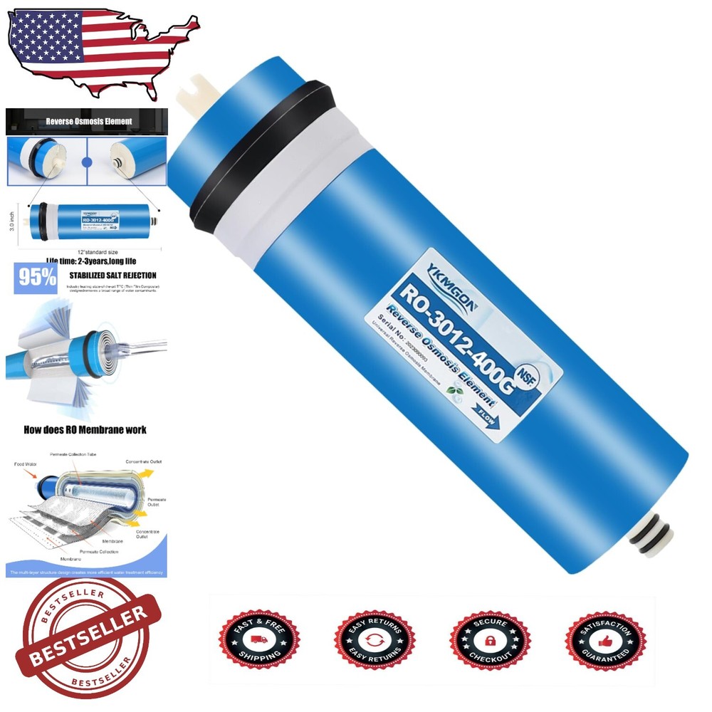 3 x 12 Inches NSF Certified RO Membrane for Pure Under Sink Drinking Water