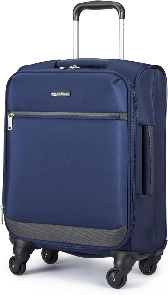 Softside Luggage, 21-inch, Durable Design, Spinner Wheels, Large, Navy Blue