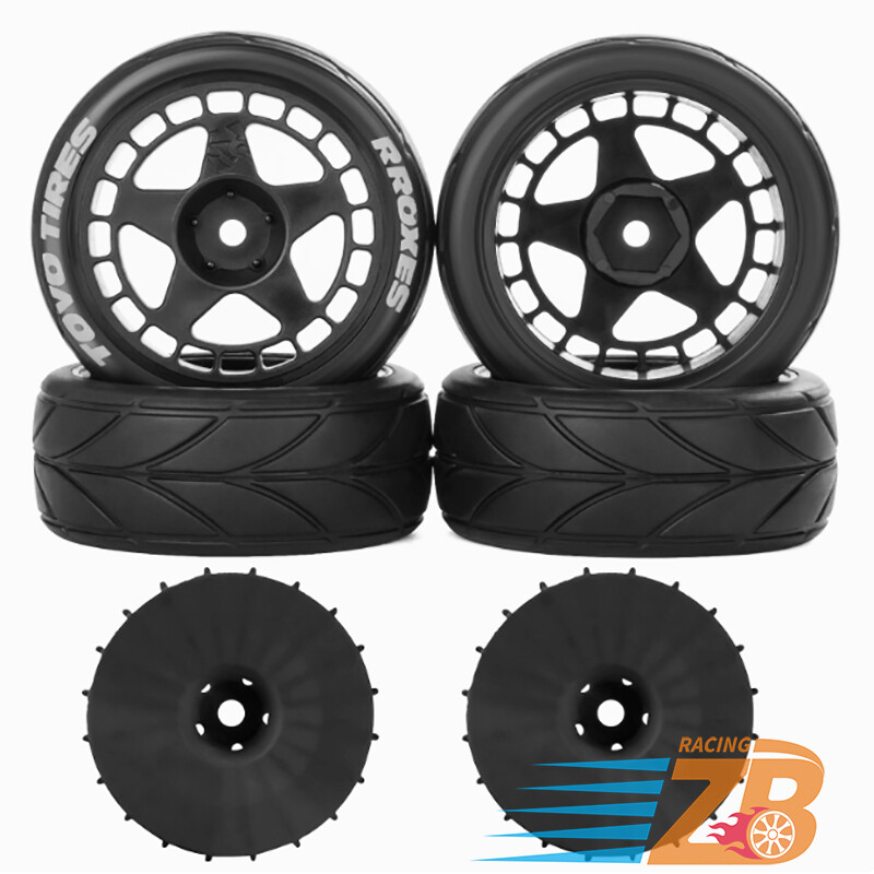 1/10 Onroad RC Car Wheels & Tires Set Compatible with Tamiya Nitro 4tec HSP MST TT02 XV01 HPI
