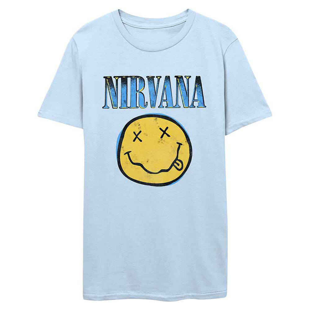 Nirvana Grunge Style Blue Graphic Tee for Men and Women