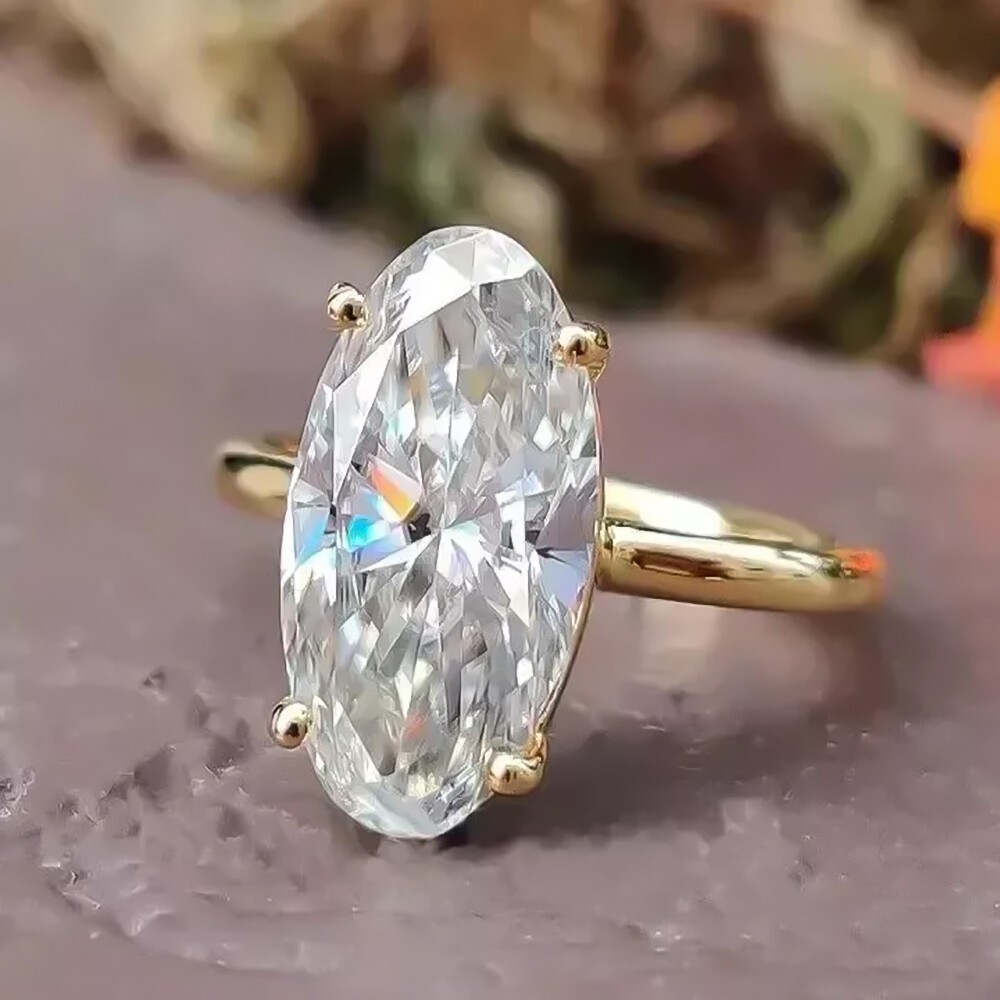 3.90 Cts Certified Oval Cut White Diamond 925 Sterling Silver Solitaire Ring