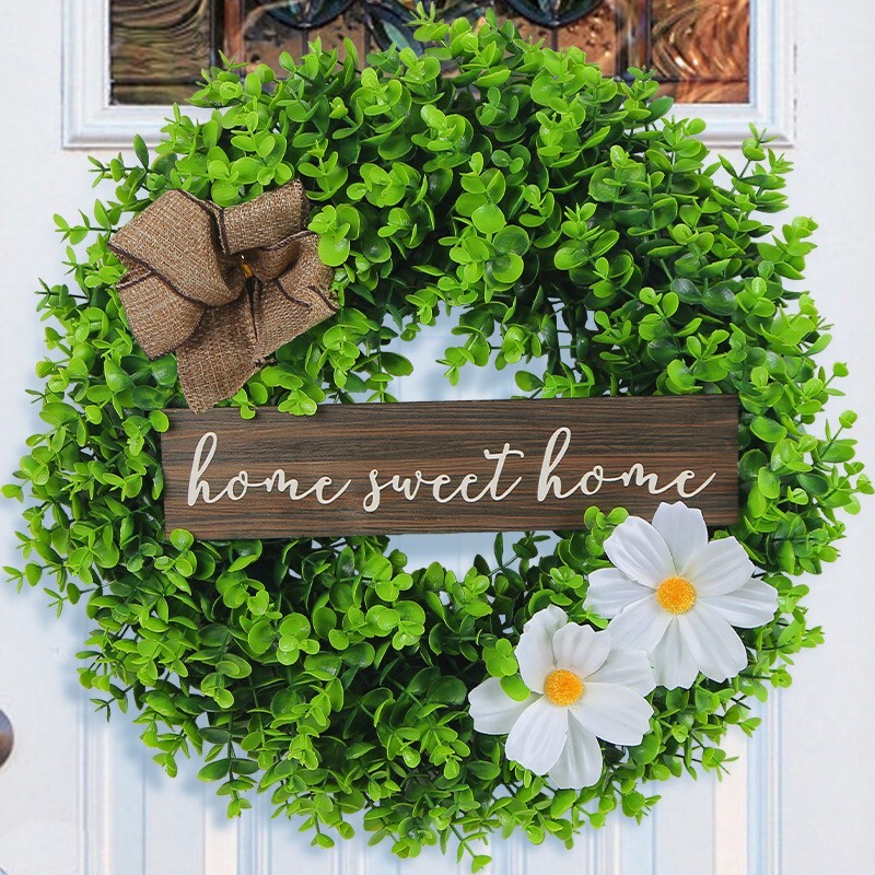 Colorful Floral Seasonal Wreath for Front Door or Porch Decor-image