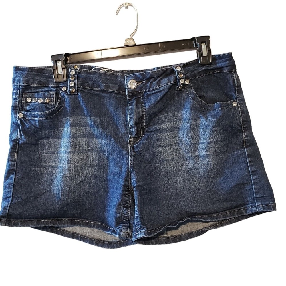 C'EST Toi Womens denim shorts rhinestones 5 pocket embellished stretch Size 3XL