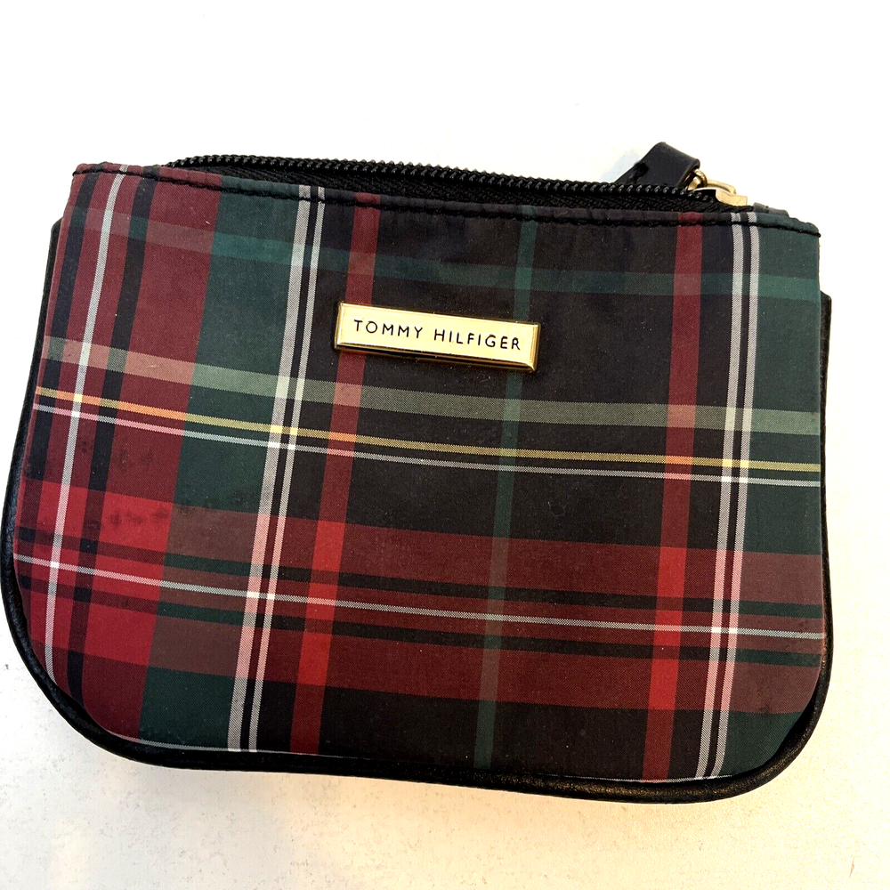 Tommy Hilfiger Womens Tartan Plaid Zip Coin Purse