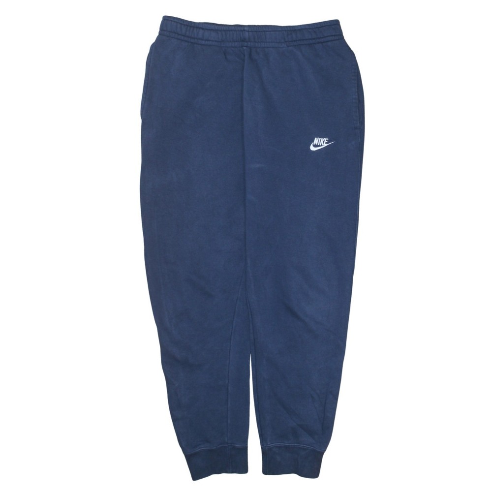 Nike Mens Joggers Navy Blue Fleece Embroidered Logo Tapered Elastic Waist M