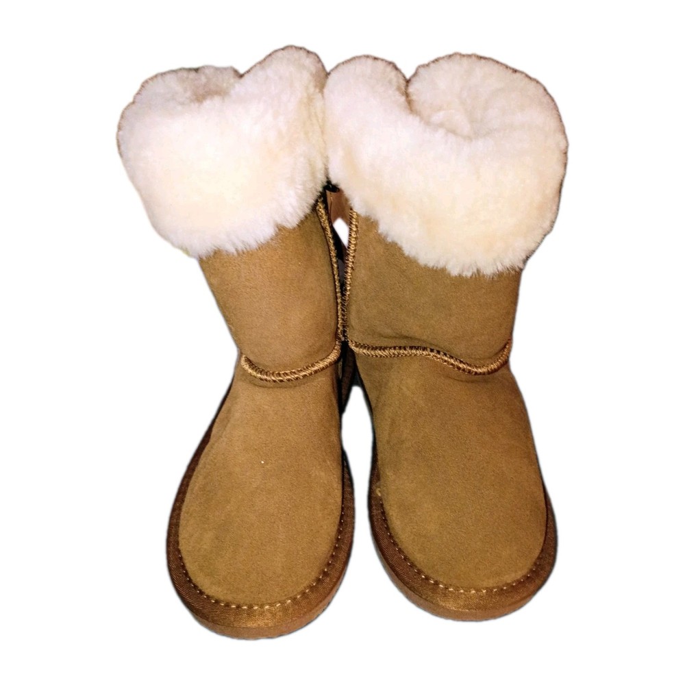 Lamos Fur Lined Suade Boots Ribbon Detaill Girls Size 3