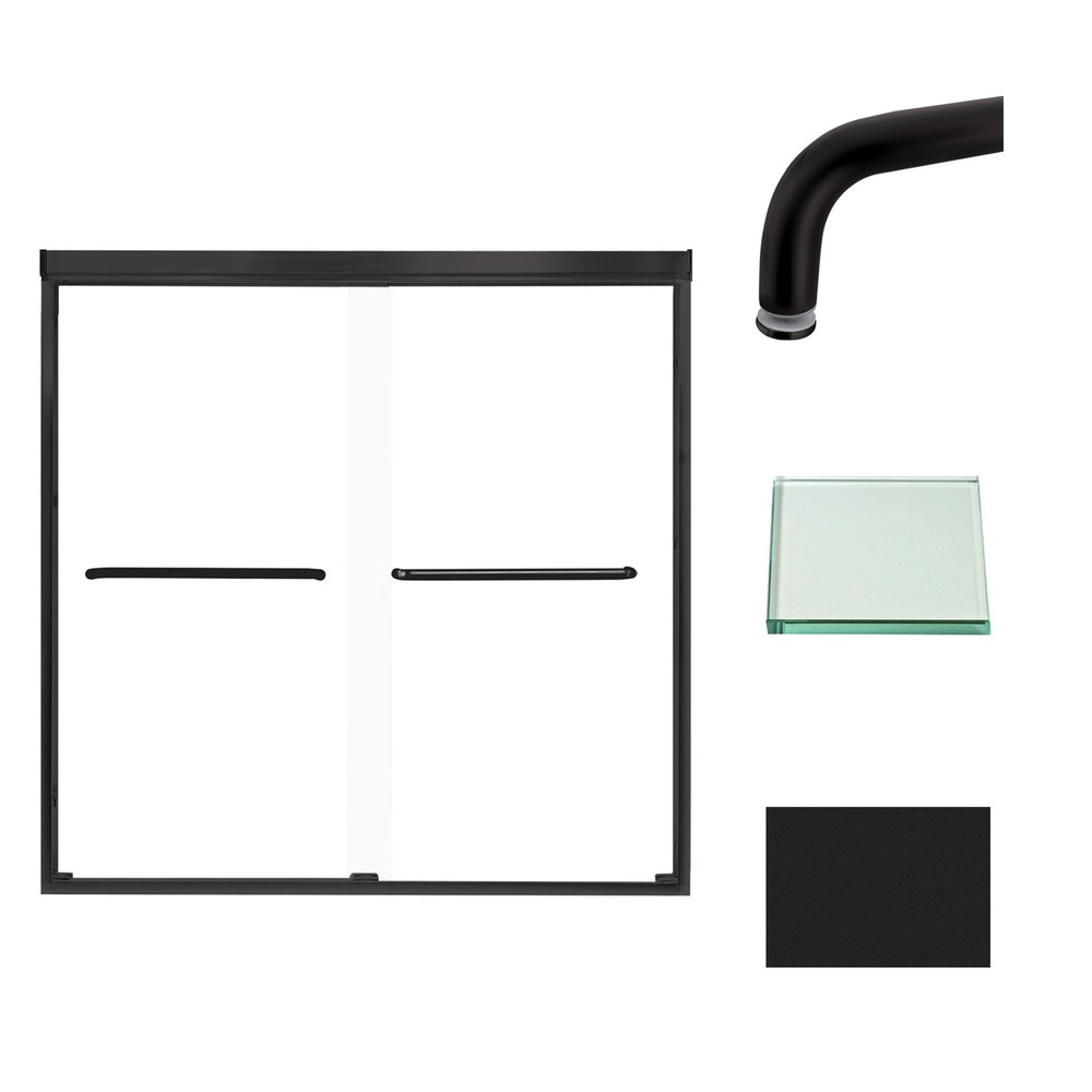 Transolid CBP606006C 60x59 Inch Black Frameless Bypass Shower Door