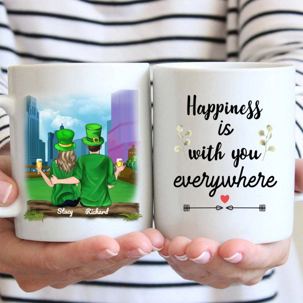 Happiness Is With You Everywhere Personalized Coffee Mug Gifts For Couple St
