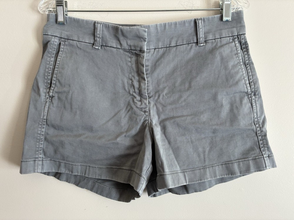 J. Crew Women's Classic Solid Light Gray Stretch Cotton Zip-Fly Chino Shorts 8