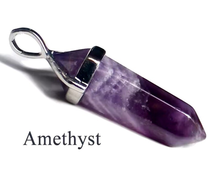 Amethyst Natural Gemstone Necklace Chakra Crystal Healing Point Leather Pendant