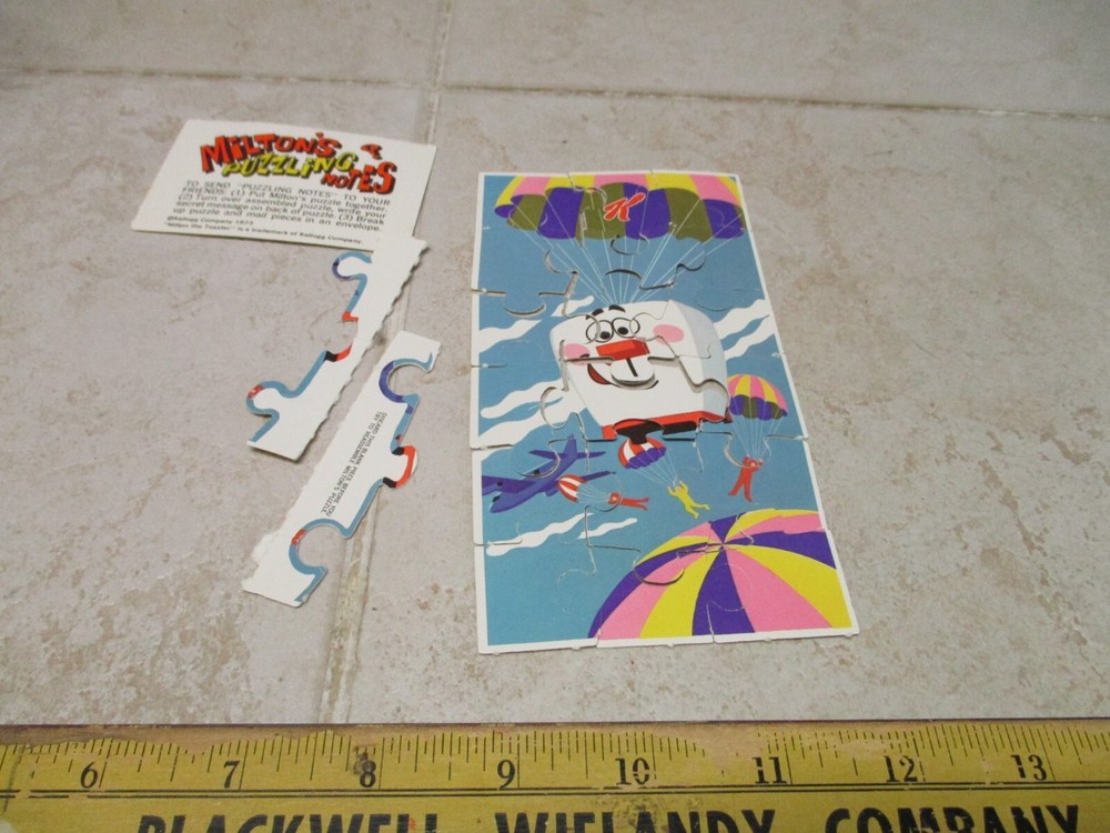 VTG Cereal Premium Milton's Puzzling Notes 1973 Kellogg Co Milton Toaster Puzzle