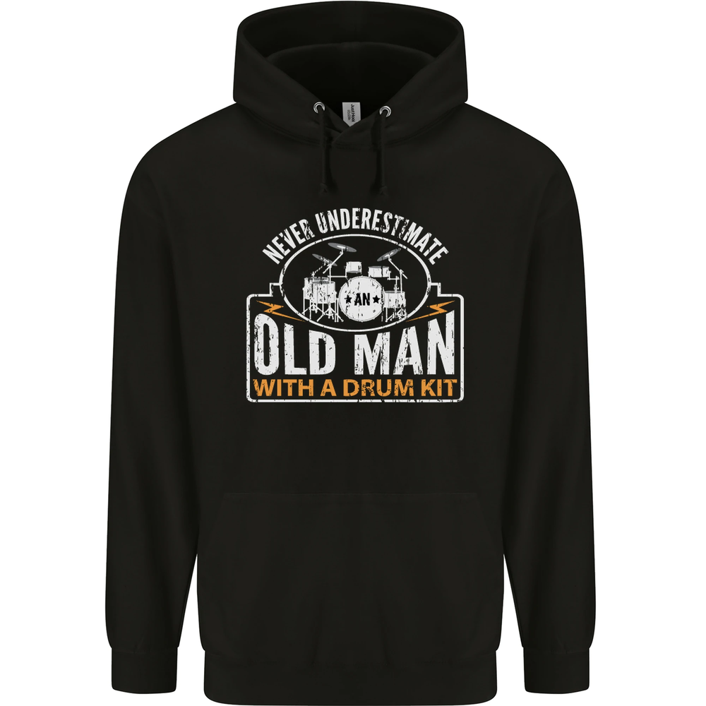 Drumming An Old Man Drummer Drum Funny Mens 80% Cotton Hoodie