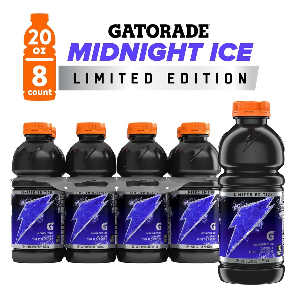 Thirst Quencher Midnight Ice Sports Drink, 20 fl oz, 8 Count Bottles
