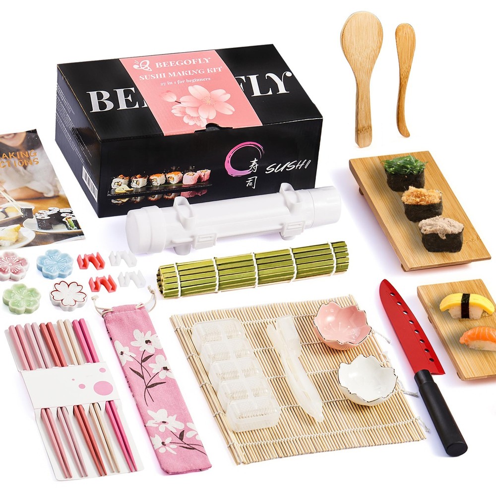 27-Piece Sushi Bazooka Roller Kit with Japanese Sashimi Tools for Homemade Sushi