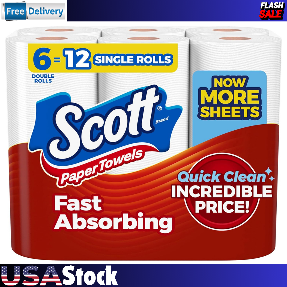 Scott Paper Towels, 6 Double Rolls = 12 Regular Rolls (108 Sheets Per Roll)