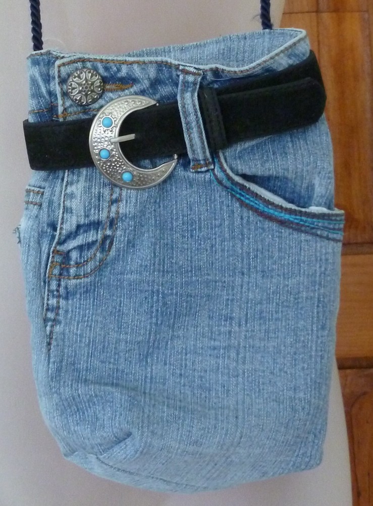 Recycled Denim Jean CROSSBODY BAG PURSE 6