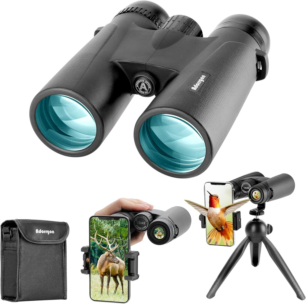 12x42 HD Binoculars for Bird Watching with Tripod Adapter - High Power