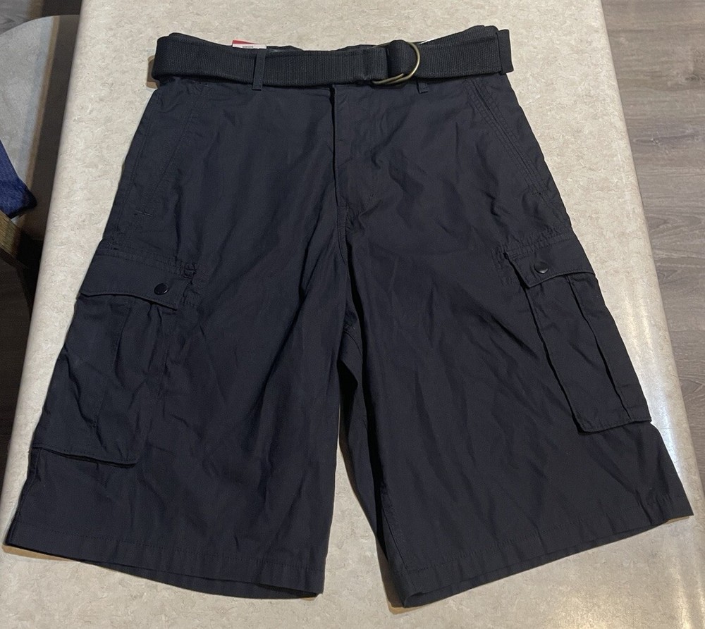 Levi's Snap Cargo Shorts Black Mens Size 30 Belt Cotton Polyester NWT New