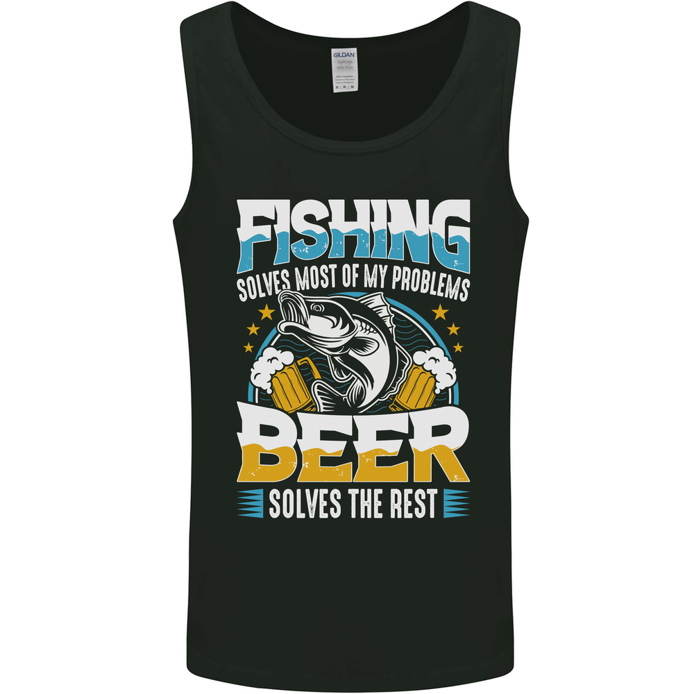 Fishing & Beer Funny Fisherman Alcohol Mens Vest Tank Top