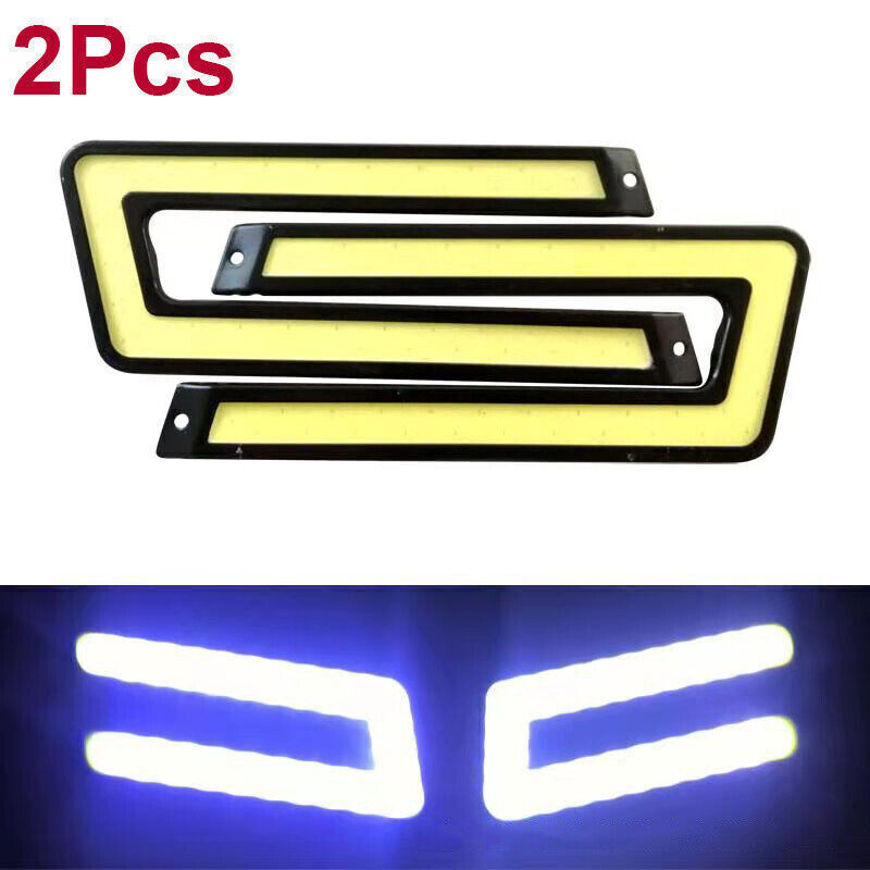 1pair White COB DRL LED Daytime Running Light For Universal Car Driving Fog Lamp