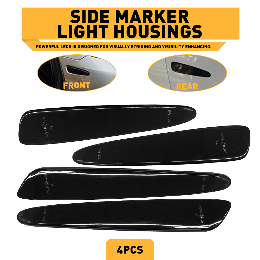 Smoked LED Side Marker Lights Covers for 2005-2013 Corvette C6 - 4 Pcs