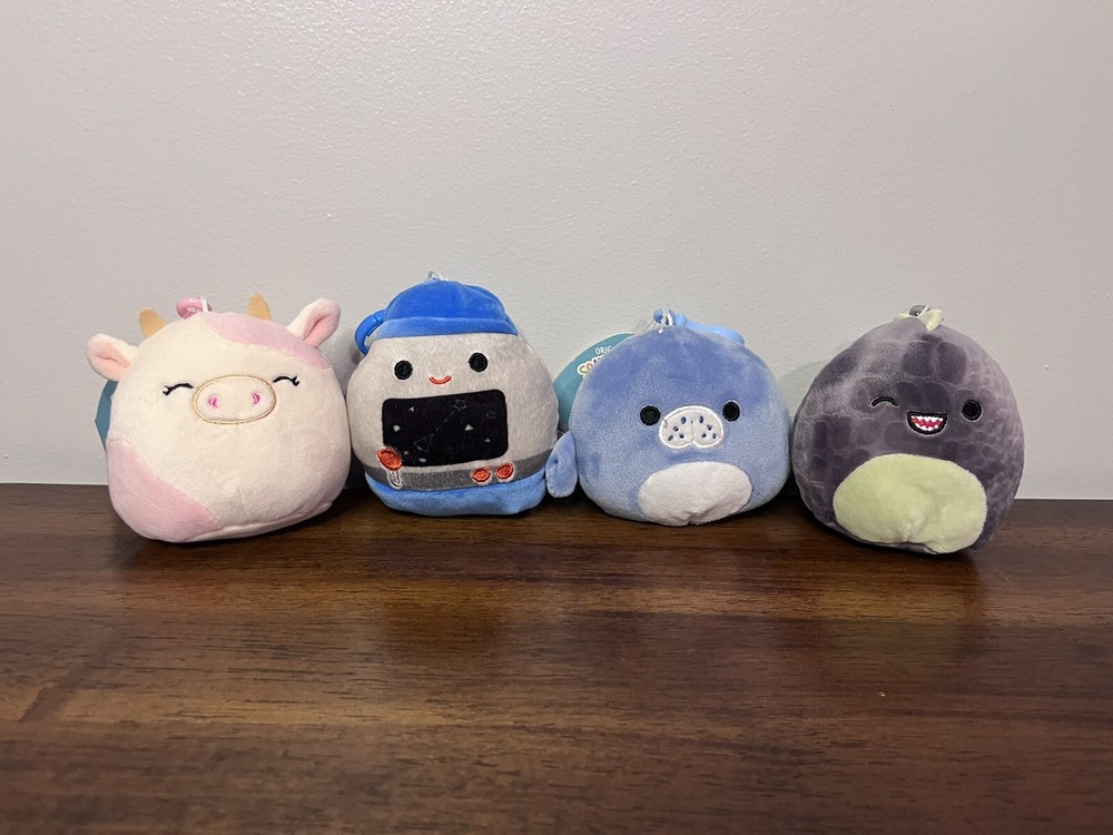 Lot of 4 Squishmallows 3.5” Clip-on Keychains