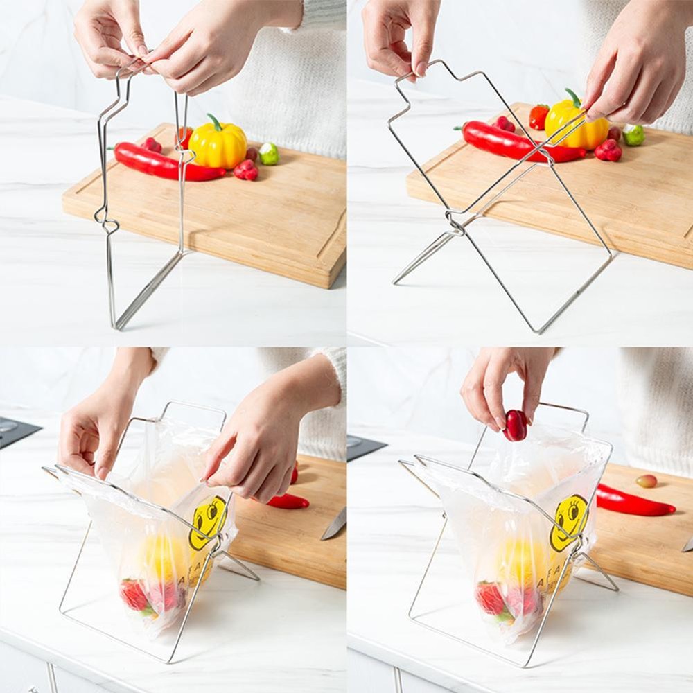 Metal Garbage Bag Holder For Camping Kitchen Foldable Recycle D0U9 Bin H9A6