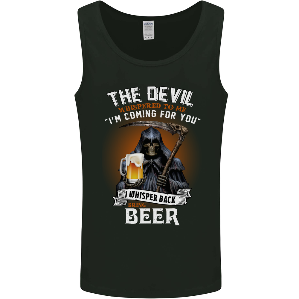 Funny Grim Reaper Devil With Beer Alcohol Mens Vest Tank Top