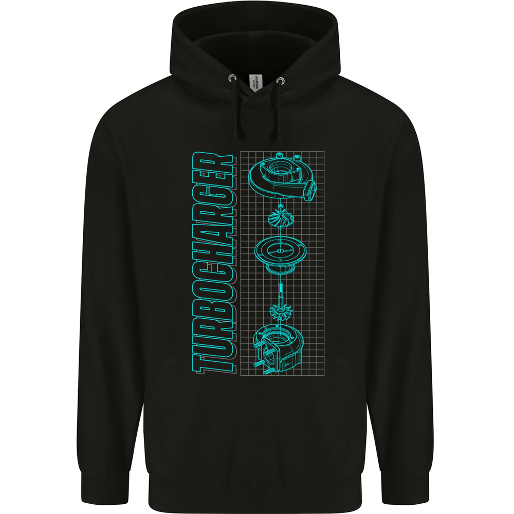 Turbocharger Schematics Muscle Car Drift Mens 80% Cotton Hoodie