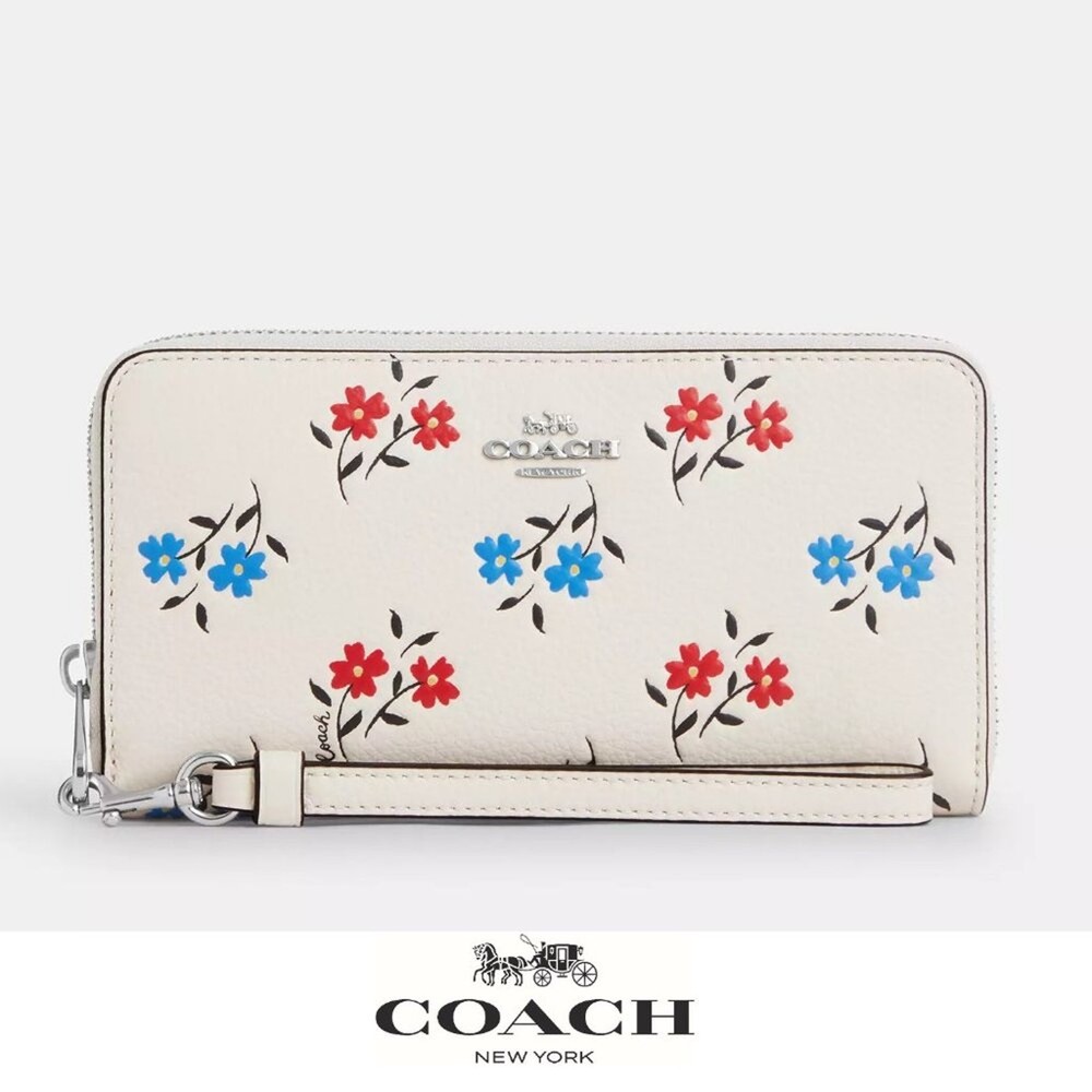 NWT 🌸 Coach Long Zip Around Wallet With Floral Print
