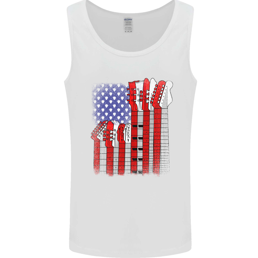 USA Guitar Flag Guitarist Electric Acoustic Mens Vest Tank Top